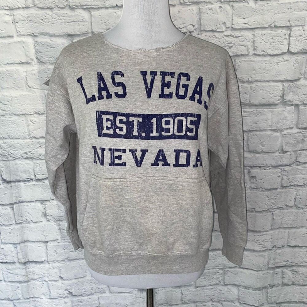 SAAD Collection women S cotton blend Las Vegas Nevada raw cut crewneck hoodie